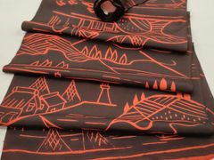 平和屋着物▼羽織・コート 反物 羽尺 ろうけつ染め 風景文 逸品 未使用 DABC7253we