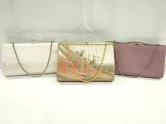 平和屋着物▼和装小物　和装バッグまとめて３点　ハンドバッグ　菱花文　流水花舟文　金銀糸　逸品　CABD8617ju
