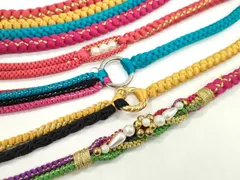 平和屋着物▼和装小物　帯締め４本セット　振袖用　飾り付き　パール　山吹色×黒　シアン　緋色　金糸　逸品　CABD8672ju