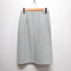 ナチュラルビューティーベーシック NATURAL BEAUTY BASIC 美品 ボーダー柄 タイト スカート S 白×黒 ウエストゴム ストレッチ 裏地付き