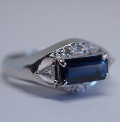 天然サファイア2.70ctリング Pt900 ダイヤモンド中央宝石研究所鑑別 