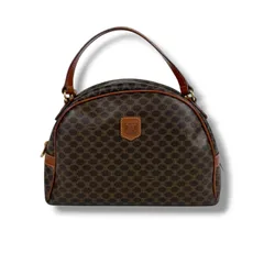 セリーヌ　CELINE マカダム柄　ハンドバッグ　ミニトートバッグ　ドーム型　ブラウン　PVCレザー