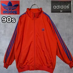 ADIDAS 90s VINTAGE TRACK JACKET RED BLUE SIZE M 身幅XL 袖丈S相当 90s アディダス ヴィンテージ トラックジャケット ジャージ レッド ブルー 赤 青 ワイドシルエット ボックスシルエット 希少配色　美品