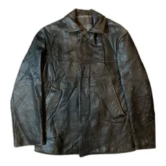France leather jacket / フランス レザージャケット ブラック タグ取れ　【F48】のサムネイル