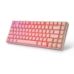 e元素ゲーミングキーボード81キー 青軸を採用のメカニカルキーボード 2.4Gワイヤレス無線とUSB有線の2つモード接続 RGB発光LEDバックライト Mac/Windows対応の仕事/ゲーム用のワイヤレスキーボード (青軸・ピンク)koe f376bb84