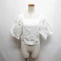 アズノウアズ ピンキー AS KNOW AS PINKY ドット刺繍 ボリュームスリーブ 半袖 ブラウス 白 ホワイト