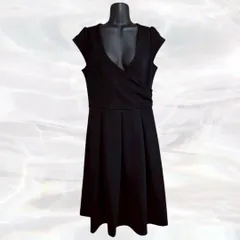 KUMIKYOKU　組曲　クミキョク　ワンピース　ブラック　レディース　フレア　カシュクール　フレンチスリーブ　Vネック　サイズ3　伸縮性あり