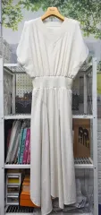 システム ロング丈ワンピース 55 フレンチスリーブ アイボリー サマーワンピース WM56