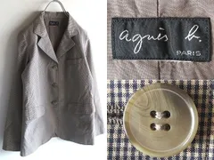 希少 90s-00sビンテージ agnes b. アニエスベー コットン チェック 3Bテーラードジャケット ブレザー ベージュ ブラック 日本製 アーカイブのサムネイル