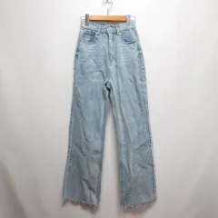 グレイル GRL フリンジヘム セミフレア デニム パンツ XS ブルー CU166 ジーンズ ジッパーフライ