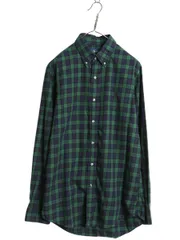 【お得なクーポン配布中!】 ラルフローレン 長袖 ボタンダウン シャツ メンズ M / ブラックウォッチ チェック ポロ コットン 長袖シャツ ワンポイント 薄手 カジュアル