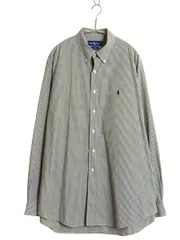 【お得なクーポン配布中!】 90s ラルフローレン ギンガム チェック ボタンダウン シャツ メンズ XL / オールド ポロ コットン 長袖シャツ 大きいサイズ ワンポイント