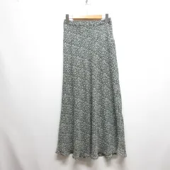 ローリーズファーム LOWRYS FARM 小花柄 リバティプリント マキシ ロング スカート F 黒 ブラック 裏地付き