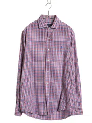 【お得なクーポン配布中!】 ポロ ラルフローレン チェック 長袖 シャツ メンズ M コットン ワイシャツ ワンポイント マルチカラー カジュアル シンプル ゆったり 薄手