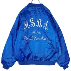 70s80sUSA製パラジャックダンブルックPla-Jac by Dunbrookeナイロンジャケットブルゾンスタジアムジャケット青ブルー白ホワイト刺繍ゆるダボアメカジストリートTALONタロンジップvintageヴィンテージ60308