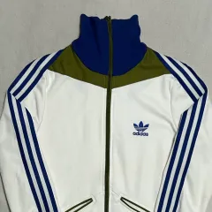 90 アディダス レディース バイカラー トラックジャージ 白 ブルー カーキ