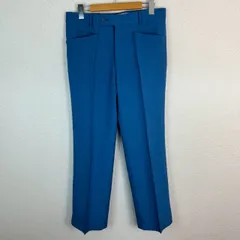 スラックス 無地 ブルー メンズ 古着 レトロ アメカジ ストリート