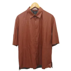 ザラ ZARA シャツ 半袖 フェイクレザー M 茶 ブラウン 5070/463/700 ■MET2