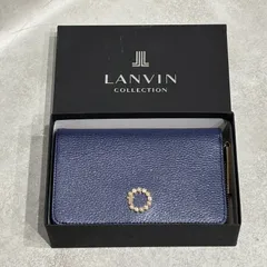 LANVIN COLLECTION ランバンコレクション レザー パール ビジュー JLロゴ 二つ折り財布 コンパクトウォレット ラウンドファスナー ウォレット 財布 サイフ 小銭入れ 札入れ カードケース ミニ財布 レディース 人気 定番 上品 高級