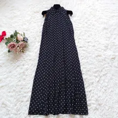 高級ライン マックスマーラ MAXMARA 白タグ シルク100% ドット柄 ロングワンピース モノトーン ブラック 黒