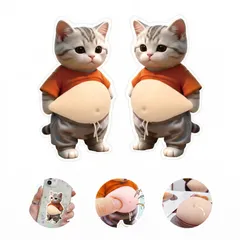 【2026新型】おなかシール 犬 猫 お腹 おしり 3D 柔らかいお腹 ぷにぷにシール かわいい 柴犬 マシュマロ触感 携帯電話 手帳 デコレーション用 ふわふわ もちもち (1, セット C)