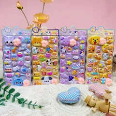 【蓄光版】4枚セット 重複なし 肉球 ぷにぷにシール ぷくぷく 3D ??体 ステッカー キャラクター風 マシュマロ感 スクイーズ風 シール帳 デコレーション (蓄光版4SET)