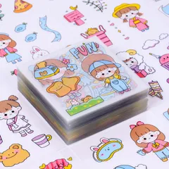 コラージュ 素材 フレークシール 100枚 女の子 シール かわいい 人物 ステッカー 手帳シール おしゃれ 大量 (I)