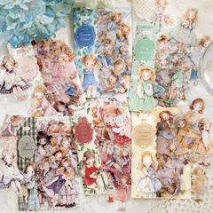 Alideco 240枚 フレークシール コラージュ 素材 ペーパー 素材紙 レースユートピアステッカーヴィンテージキュートドール海外韓国 シール帳 ，メモ用紙ノート素材、日記装飾用品 (wawabuwu)