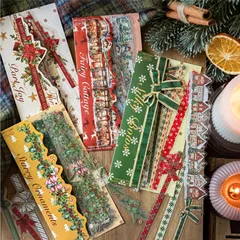 Zolarkar フレークシール クリスマス コラージュ 素材 4種類セット 80枚入 半透明 PET ステッカー ツリー、雪だるま、リボン デザイン 手帳デコ ジャーナル スクラップブック ラッピング用
