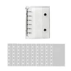 システム手帳 バインダー PVC製 透明シール帳 柔らかい ボダン付き はがせる 詰め替え可能 台紙 女の子 メモ帳 コラージュノート バインダー型メモ帳 カード収納 小物整理 ギフト リフィル10枚付 (A7 透明)