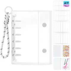 gomura シール帳 透明 A7 サイズ バインダー 6穴 女の子 シール手帳 【リフィル×20枚】 プラバン クリア カードポケット シールバインダー 推し活 写真整理 コラージュノート (ホワイト, A7)