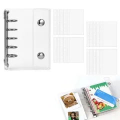 シール帳 プラバン 透明 M5 サイズ ミニ???インダー リフィル 20 枚付き クリアカードポケット 手帳 推し活 男女の子 コラージュノート クリアタイプ シール収納 プリ帳