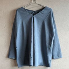 NOBLE リヨセルツイルタックスリーブブラウス 七分袖 ブルー 1.4万 