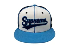 シュプリーム SUPREME 25SS Piping Script Logo New Era パイピング スクリプト ロゴ ニューエラ 刺繍 6P ベースボール キャップ 白 青 紺 帽子 メンズ帽子 キャップ ロゴ ネイビー 104H-86