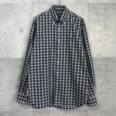 ラルフローレン スモールポニー チェック柄 ボタンダウン 長袖シャツ ブラック メンズ