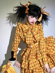 CATCOCOONクラシカルドール 長袖 セットアップ イエローチェック 即納」CATCOCOONクラシカルドール 長袖 セットアップ 黄チェック