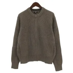 ユニクロ UNIQLO C クルーネック フルジップ カーディガン 長袖 グレー M 260323E