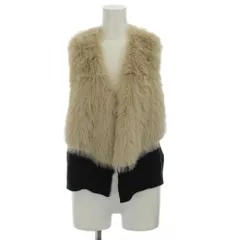 エポック Epoch ニット ベスト M～L 黒 ブラック ベージュ ファー襟 /GG ECB001