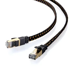 サンワサプライ LANケーブル テレビ用 CAT8 メッシュフラット 40/25Gbps/2000MHz ギガビット イーサネットケーブル RJ45コネクタ ツメ折れ防止 (1m) ブラック KB-T8MEFL-01BK