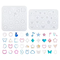 サムコス シリコンモールド 2個セット 小さい 装飾 星 花 音符 シリコン型 UVレジン DIY 手芸 アクセサリー ペンダント イヤリング キーホルダー ネックレス 装飾アクセサリー