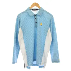 ルコックスポルティフ le coq sportif ゴルフウェア ポロシャツ 長袖 レギュラーカラー ハーフボタン ストレッチ L 青 ブルー /BB ■ECC001