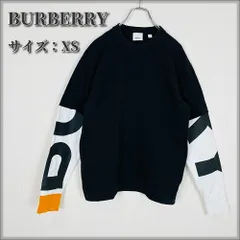 BURBERRY（バーバリー）リカルド・ティッシ クルーネック 両腕ロゴ ドッキング デザイン 長袖スウェット黒のサムネイル