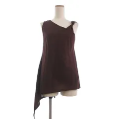 エリン ELIN タグ付き Raschel Asymmetry Tank  アシンメトリー カットソー ノースリーブ 茶 ブラウン 36 ■TCのサムネイル