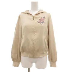 アクシーズファム axes femme ジップアップブルゾン ジャケット 花がら 刺繍 M ベージュ /JS ■FF