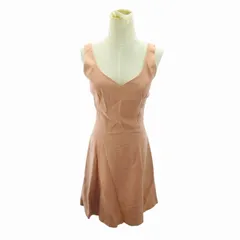 ローラアシュレイ LAURA ASHLEY 美品 ワンピース 絹 シルク リネン混 ノースリーブ ひざ丈 UK8 ピンク 0728 ■MET1