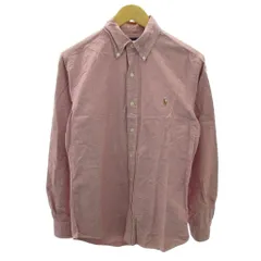 ラルフローレン RALPH LAUREN CUSTOM FIT ボタンダウン BDシャツ ポニー ロゴ 刺繍 長袖 S ピンク 1014 ■YHS6