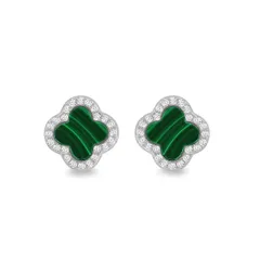 ビー ユー レディース アクセサリー ピアス・イヤリング Be You Sterling Silver Clover Malachite CZ Studs Sterling Silver シルバー