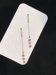 ピンクトルマリン　フックピアス 金属アレルギー対応 天然石 ハンドメイド A3117