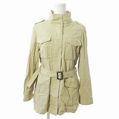 バーニーズニューヨーク BARNEYS NEW YORK 美品 近年 ジャケット ハイネック コットン ジップアップ ベルト付き 38 ベージュ 1015のサムネイル