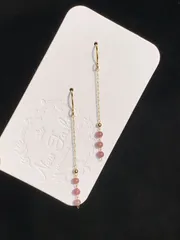 ピンクトルマリン　フックピアス 金属アレルギー対応 天然石 ハンドメイド A3120